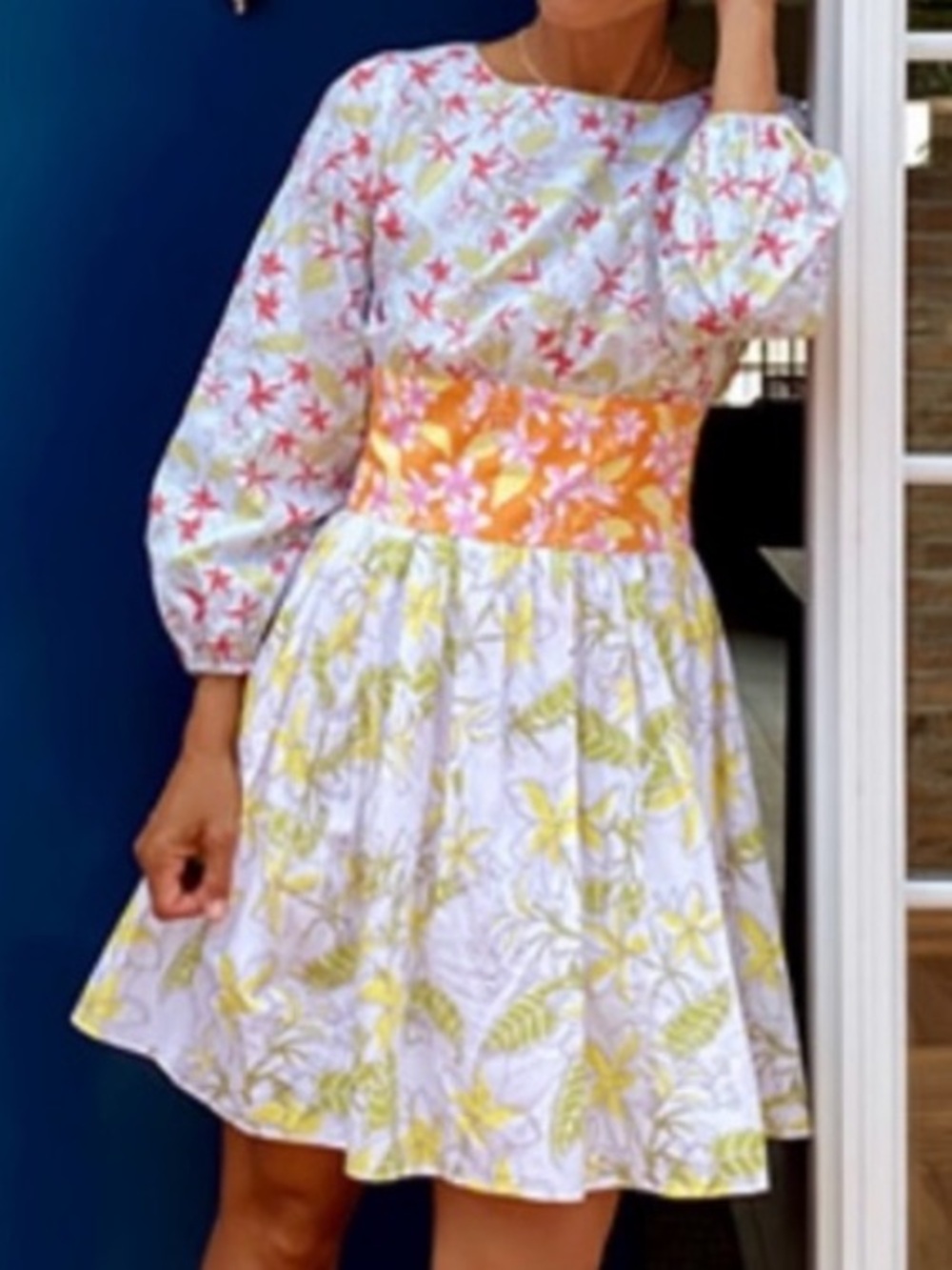 Coco Shop Banded Floral Hibiscus Print Dress NWT Size XS